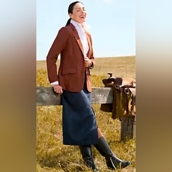 Isaac Mizrahi Live! Estate Stretch Faux Suede Blazer w/Lining Clove Large - Picture 2 of 4